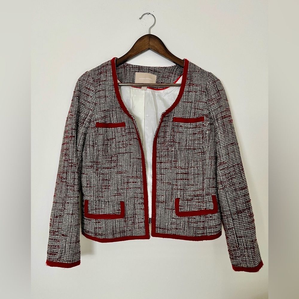 Banana Republic Classic Red Tweed Blazer Career Preppy Academia